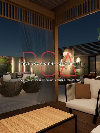 A view from inside the covered gazebo, looking out onto the terrace. This perspective highlights the creation of both sheltered and open-air zones for all-weather enjoyment.