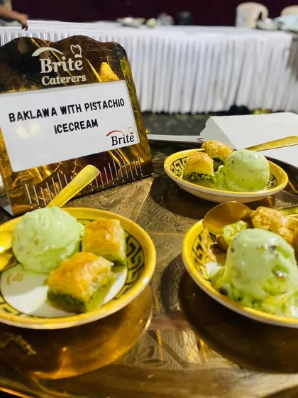 A taste of Turkey with my Baklava and Pistachio Ice Cream, a perfect combination of flaky pastry, nuts, and creamy ice cream.