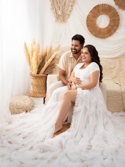 Sharing a happy, candid moment on the boho couch. These are the precious memories you'll look back on and smile.