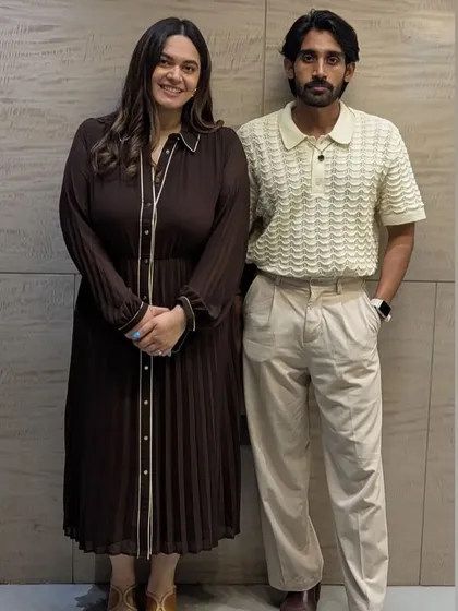 Posing with a guest at the Mira's hosting event. Building personal connections is at the heart of what I do as an influencer and event host.