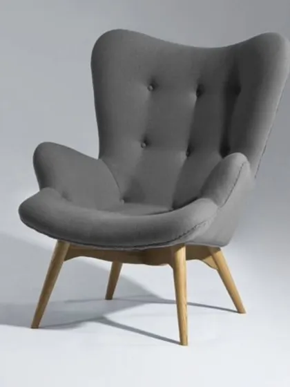 Another look at the 'Prince' accent chair, this time in a versatile grey fabric that complements any interior style.