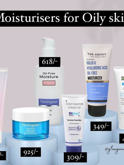This image showcases a selection of dermatologist-recommended moisturizers specifically formulated for oily skin. These products are typically lightweight, oil-free, and non-comedogenic to provide hydration without clogging pores.