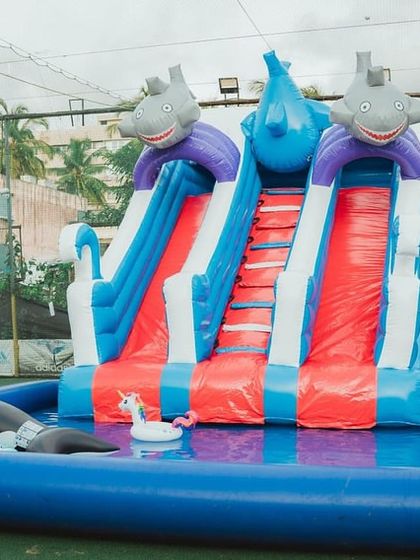 Another example of a large, dual-slide inflatable, perfect for bigger parties to ensure more kids can play at once.