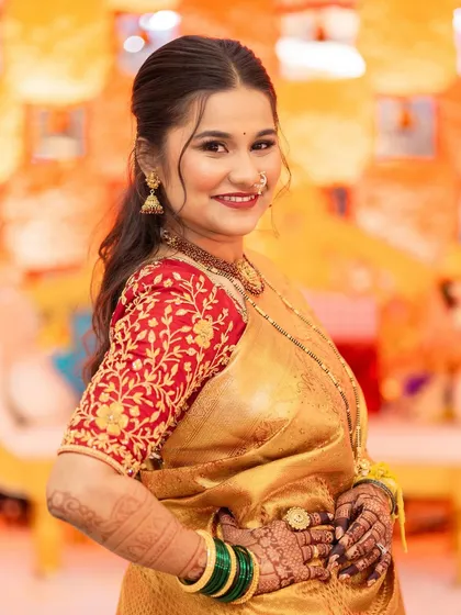 A beautiful portrait of a reception bride, her makeup looking fresh and radiant.
