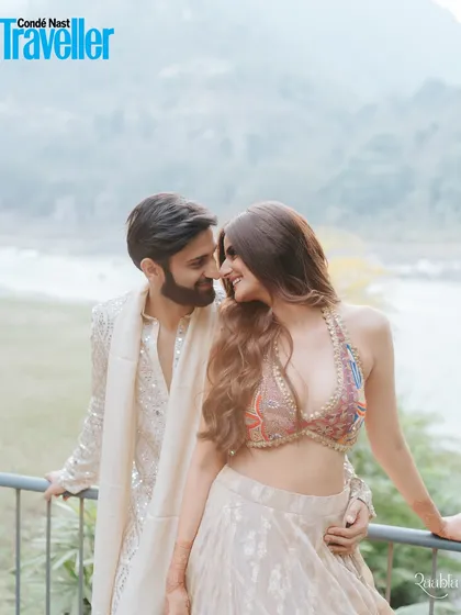 An intimate portrait of the couple against the natural backdrop of Rishikesh, part of our feature in Condé Nast Traveller.