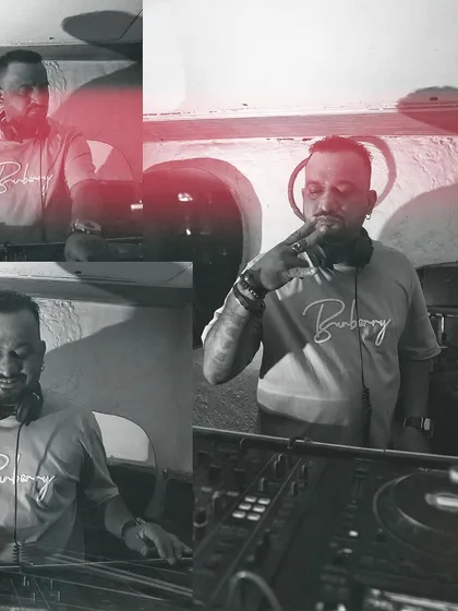 A cool, stylized collage of photos from a night at Olive. The black and white images with a splash of red capture the moody, artistic vibe of the venue.
