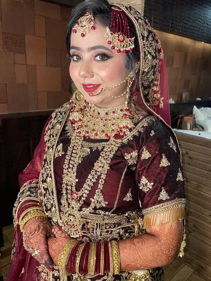 Another angle of this stunning, filter-free bridal look. You can see the flawless application and how the makeup enhances her natural beauty.