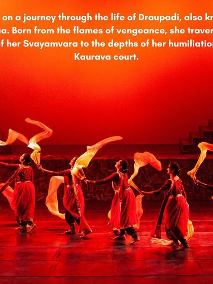 This image captures the essence of Draupadi's journey, born from the flames of vengeance. Our production 'Krishnaa - Fire to Frost' is a visual and emotional exploration of her life, brought to the stage by our talented Abhinava Dance Company.