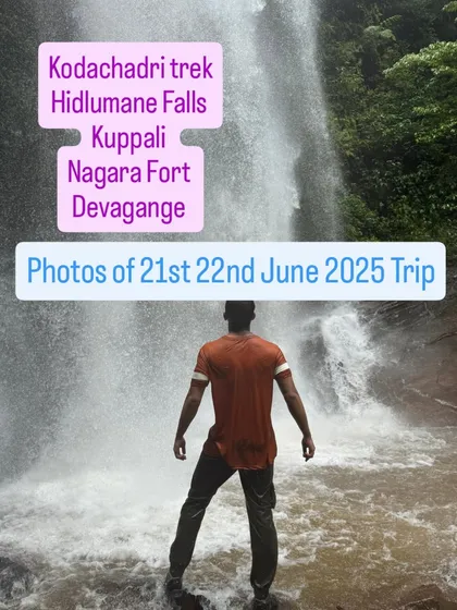 The Kodachadri trek is not just about the climb, it's also about refreshing moments like this at the beautiful Hidlumane Falls. It’s a perfect mix of adventure and nature.