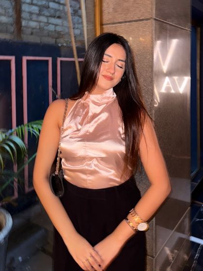 An eyes-closed, serene pose.