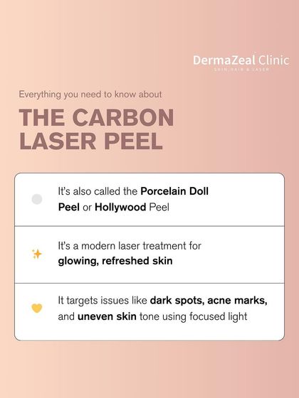 This graphic provides a quick overview of the Carbon Laser Peel, also known as the Porcelain Doll or Hollywood Peel. It's a modern laser treatment for glowing, refreshed skin.
