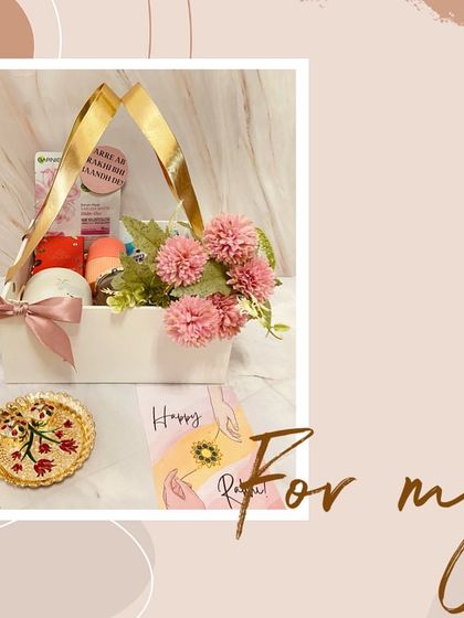 A beautifully styled photo of our Rakhi basket hamper for a sister, showing how all the elements come together to create a perfect gift.