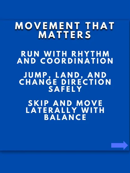 Movement that matters for the 5-8 age group includes running with rhythm, jumping and landing safely, and moving laterally with balance. These are the building blocks of a great tennis player.