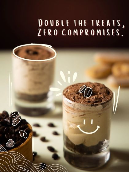 Double the treats, zero compromises. Our Tiramisu dessert cups are perfect for indulging your coffee and chocolate cravings.