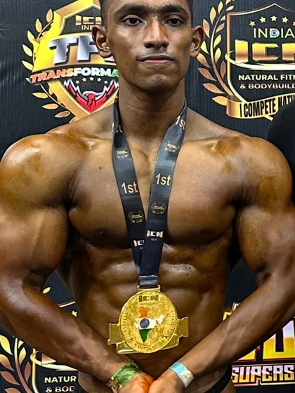 This is the end goal: winning. This client brought home the gold medal at the ICN India show after following my 8-week contest prep protocol to the letter. Results are all that matter.