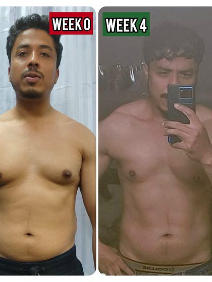 This is what just four weeks of dedication looks like. While the journey is far from over, you can already see a visible reduction in body fat and the beginnings of a stronger frame. This is just the warm-up.