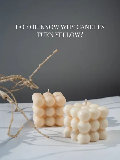 Do you know why soy wax candles can turn yellow? It's a natural oxidation process, especially with vanilla-based fragrances, and doesn't affect the candle's performance at all.