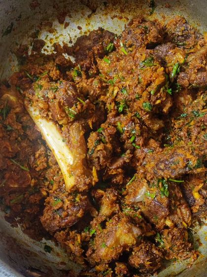 The Kolhapuri underdog, Mutton Loncha. It's made with slow-roasted dry coconut, my special tikat masala, and toasted sesame seeds. It's absolutely divine with a hot chapati.