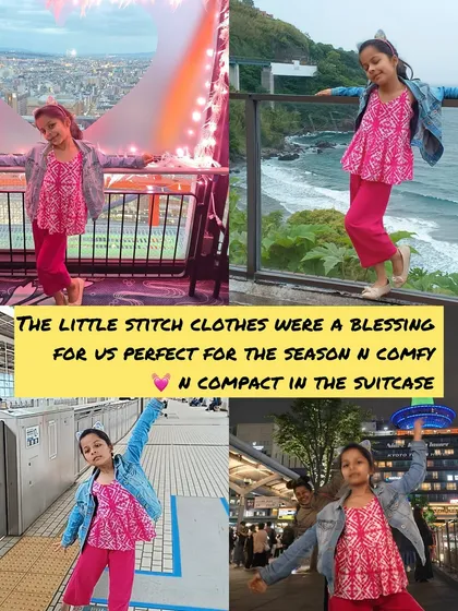 It makes my day to see my clothes travel the world! This feedback from a mom on vacation says it all: my outfits are comfortable for all-day wear and compact enough for a suitcase. That’s practical fashion for real families.