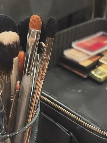 A close-up of the tools of our trade. At the academy, students get hands-on experience with a wide range of professional brushes and products.