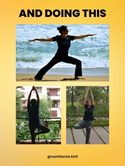 This collage shows me doing yoga in different settings. Movement is a crucial part of my wellness journey, and it's about finding what you love and doing it consistently.