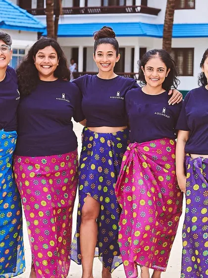 The women of our Lakshadweep trip, rocking the local style. We had such a special time with this amazing group.