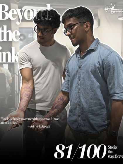 "Would definitely recommend this place to all those tattoo fanatics." Brothers Aditya and Aakash admiring their new, matching-themed tattoos.