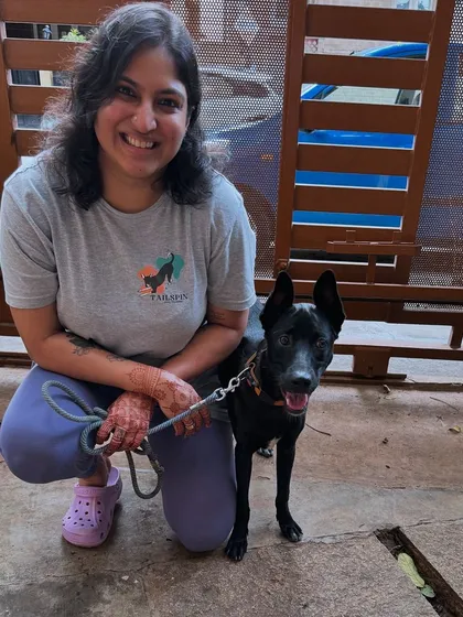 I believe that adopted Indian dogs are a breed apart, and it is always an honor to earn their trust. Here I am with five month old Joy, who has come so far from his life on the streets to being a cherished family member. My goal is to help families understand the unique needs of indie dogs and build a beautiful, trusting relationship from day one.