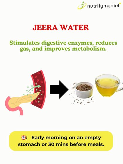 Jeera Water to Improve Metabolism. Drinking jeera (cumin) water on an empty stomach stimulates digestive enzymes, reduces gas, and can give your metabolism a gentle boost.