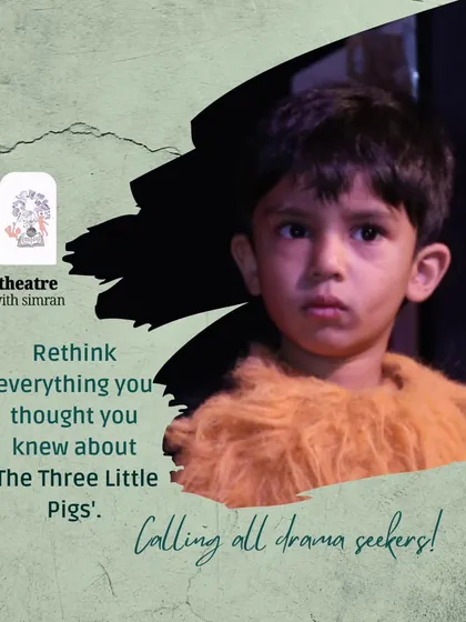Rethink everything you knew about 'The Three Little Pigs'. A poster calling all drama seekers to our "Yarntellers" program.