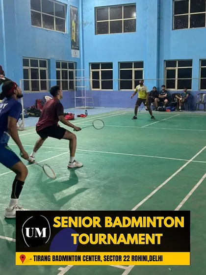 A doubles match in full swing. My tournaments for adults are a great way to stay fit and competitive.