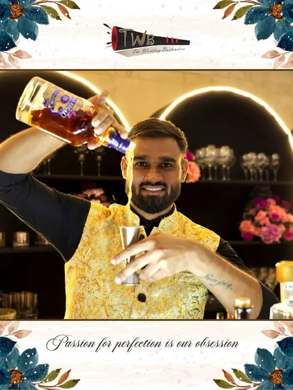 A smiling bartender pours a premium whiskey, showcasing the confidence and skill of our team.