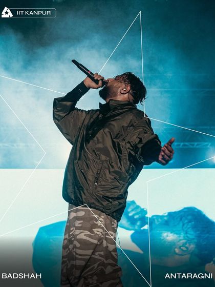 A powerful shot of Badshah during his headline performance at Antaragni, IIT Kanpur.