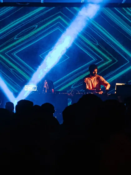 The geometric visuals and laser beams created an amazing vibe for this set. It's all about building a complete sensory experience for the crowd.