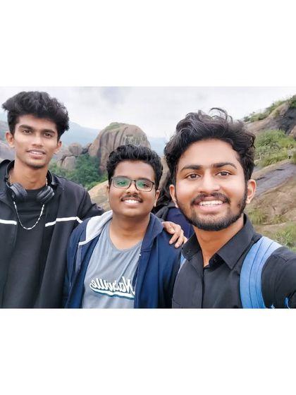 A selfie with friends during the Achalu Betta trek. It's all about capturing those happy moments on the trail.