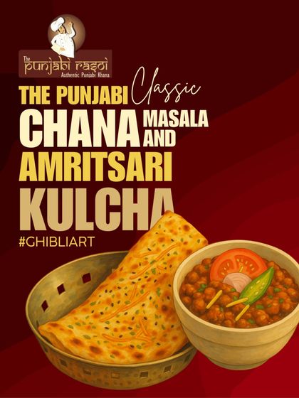 What if Studio Ghibli came to Amritsar? This artistic take on our classic Chana Masala and Amritsari Kulcha is full of flavor and charm.