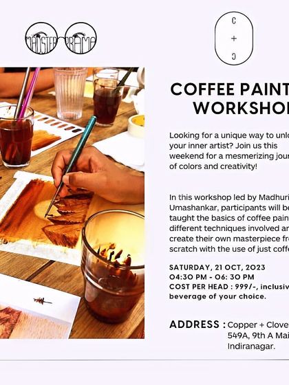 Another one of our coffee painting workshop announcements. These sessions are held at lovely cafes, making for a perfectly cozy and creative weekend activity.