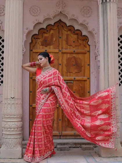 A dynamic shot with the saree's pallu flowing, creating a sense of movement.
