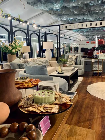 Our grazing table setup at the Pottery Barn India space during the Ajio Luxe Weekend, blending seamlessly with the store's decor.