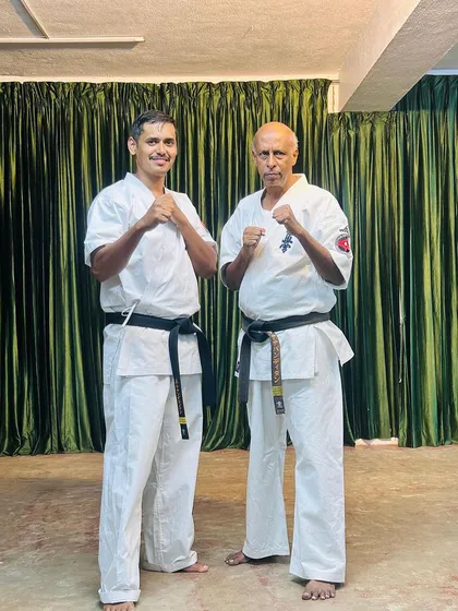 A photo with one of my senior-most students at the Ooty camp. The bond between a Sensei and student is built on mutual respect.