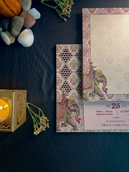 A closer look at the jali-inspired laser-cut panel, which adds a beautiful textural element and a peek-a-boo effect to the design.