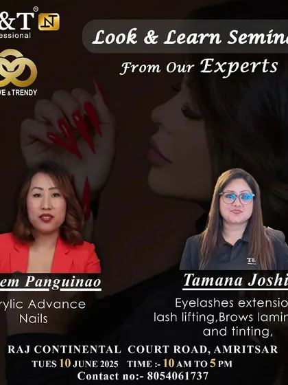 We bring our expertise to cities across India. This is an announcement for one of our 'Look & Learn' seminars, where we bring in top industry experts to demonstrate advanced acrylics, lash extensions, and more.