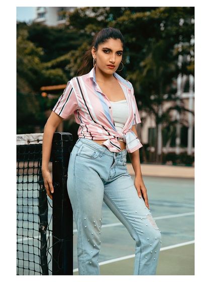 A similar shot with a more direct and confident pose, perfect for a brand that wants to project a cool, effortless style.