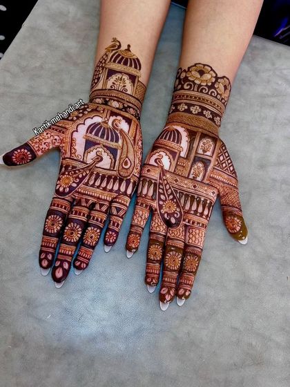 A slightly different angle of the peacock and palace trial design, demonstrating the consistency in our detailed work.