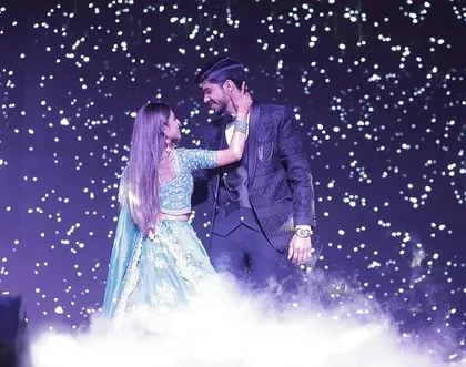 A romantic moment from a couple's first dance, complete with a starry background and smoke effects. We help create a truly magical setting.