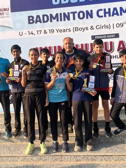 **Success at the CBSE Nationals.** A group of our victorious athletes after their successful campaign at the CBSE National Badminton Championship, bringing home medals in team and individual events.