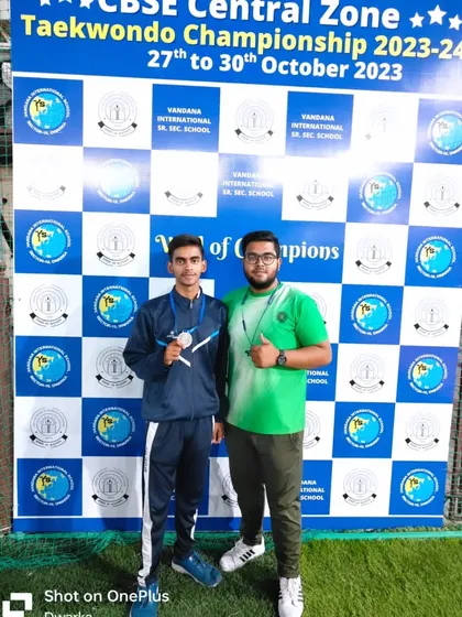 Celebrating a successful haul at the CBSE Central Zone Championship with Ansh Sharma, who won a silver medal. Our team brought home one gold and three silver medals.