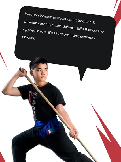 Weapon training isn't just about tradition. It develops practical self-defense skills that can be applied in real-life situations using everyday objects.