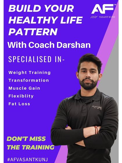 This is Coach Darshan. He specializes in weight training, transformation, and muscle gain, helping clients achieve their strength and aesthetic goals.