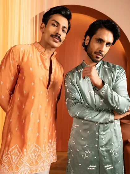 This image from the Kaaj Button Studio campaign showcases my expertise in men's grooming. I created a sharp, defined look that enhances the models' features for this festive wear shoot, ensuring a polished and masculine appearance.
